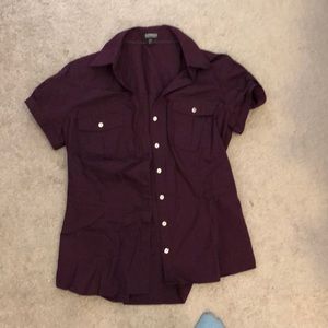 Purple short-sleeve button-down shirt